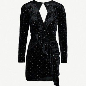 Topshop Black Multi Stud Velvet Dress Size 4